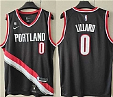 Men's Portland Trail Blazers #0 Damian Lillard Black With No.6 Patch Stitched Basketball Jersey,baseball caps,new era cap wholesale,wholesale hats